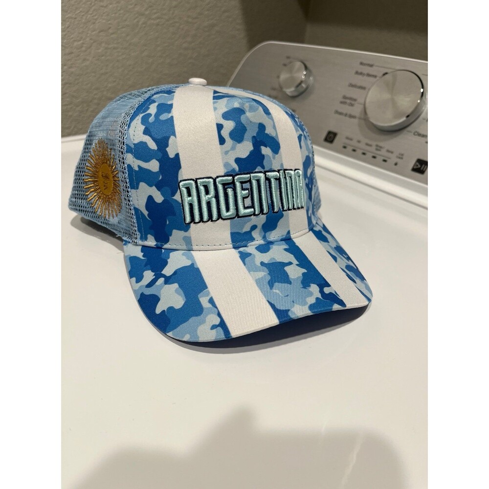 Headgear Classics Argentina Soccer Trucker Snapback Hat Blue Camo NWT